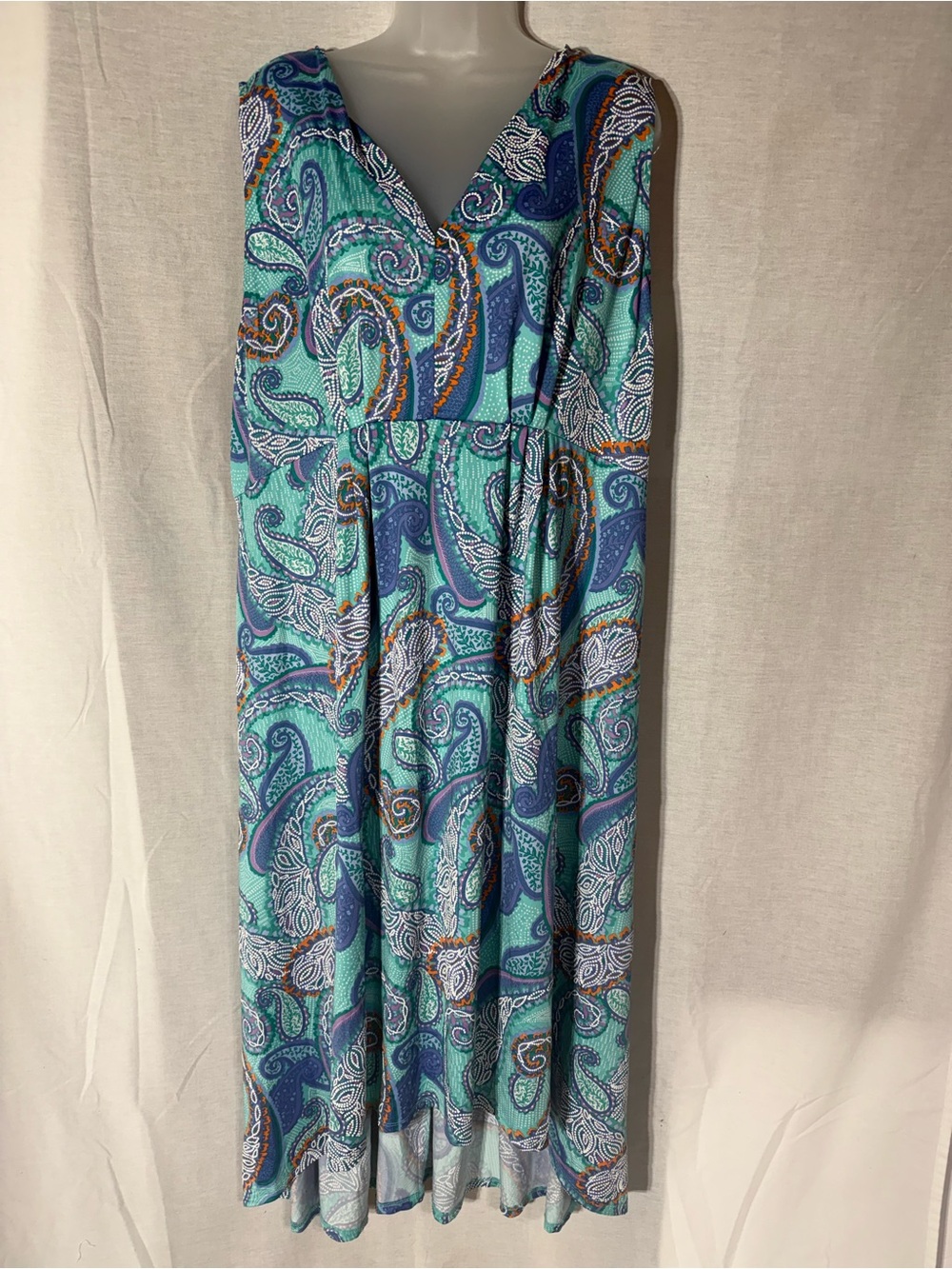 Ruby Rd. Teal and Blue Paisley Maxi Dress Size 2X